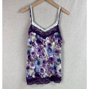Vintage Womens Y2K Babydoll Top Size M Floral‎ Lace Trimmed Layered Fairy Preppy